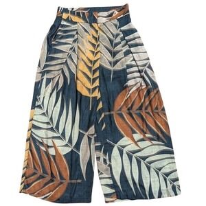 Philosophy Pants XS Tropical Leaf Print Wide Leg Crop Vacation Vacay Hawaiian